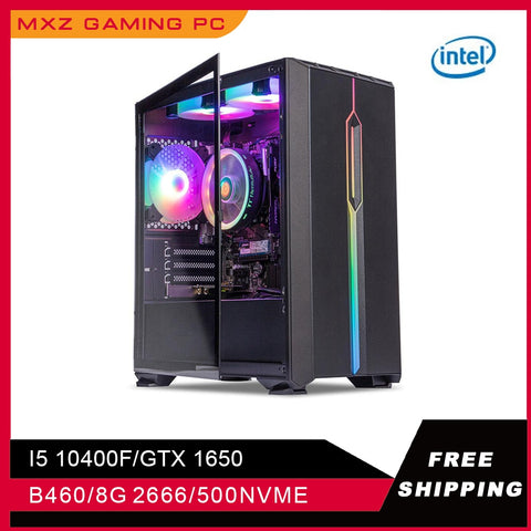 MXZ Pc Gaming I5 10400F GTX1650 1050ti Ordenador 500GB SSD Windows 10 Pro Key Desktop Assembly Machine Complete PC For LOL CSGO