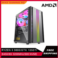 MXZ Mini Pc Gming Desktop Ryzen R5 3600 Video Card GTX 1650 1050ti  500GB SSD Windows 10 Pro Key Pc Gamer For Gaming Computer